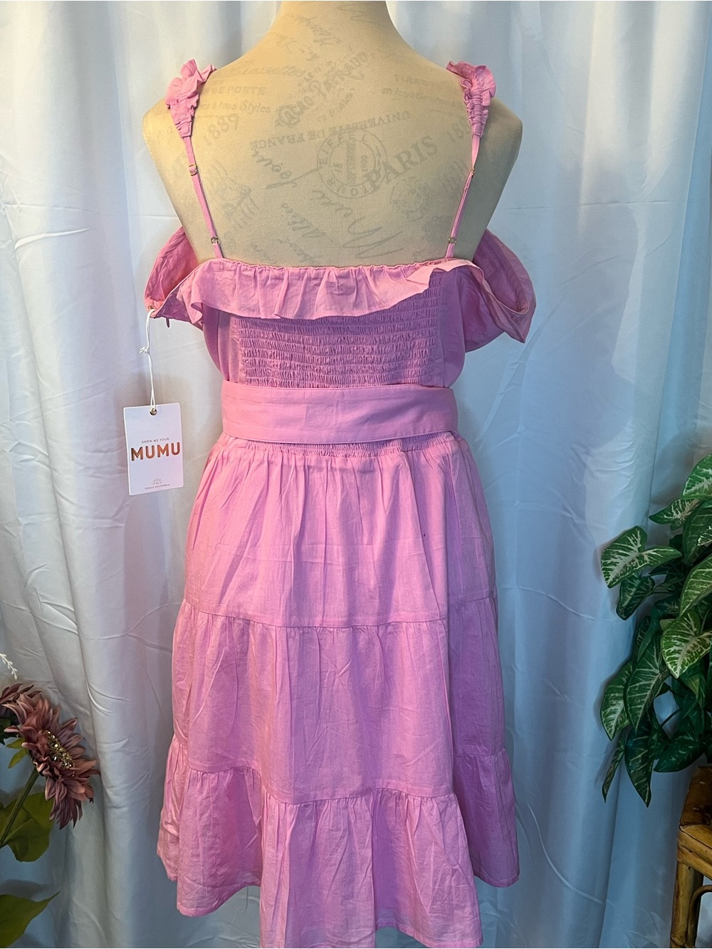 Show Me Your MuMu Jolene Pink Lemonade Ruffle Midi Dress with Buckle Belt - Picture 6 of 16